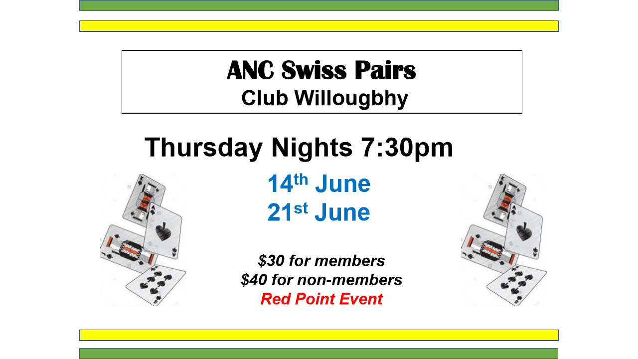 ANC Swiss Pairs CW June 2018 North Shore Bridge Club